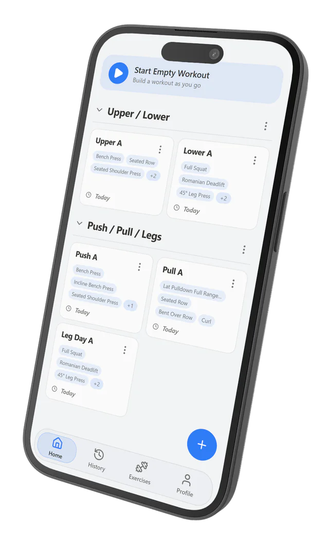 FLEX Home showing routines organized into training programs